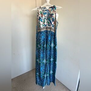 Elegant Floral Maxi jump suit in Blue and Green